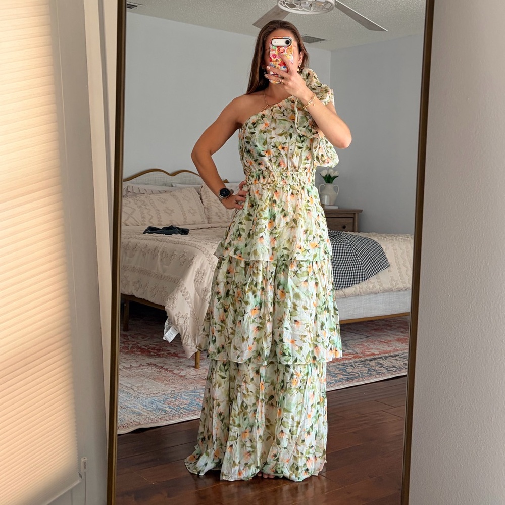 Floral One-Shoulder Maxi Dress